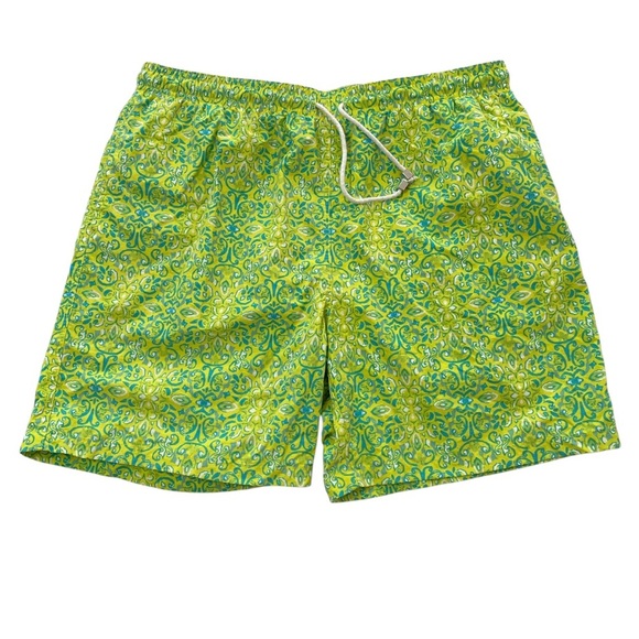 J. McLaughlin Swim Trunks Lined Yellow Green Size Large Beach Shorts - Picture 1 of 9